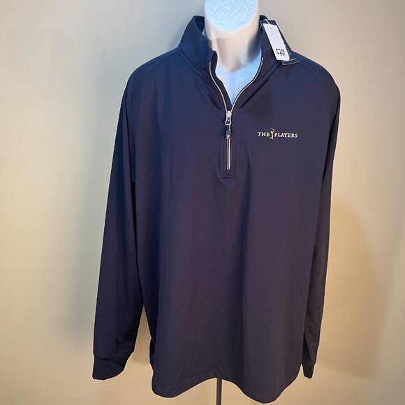 NWT Cutter & Buck Men's blue The Players 1/3 zip pullover Jacket XLT Tall shirt - Picture 2 of 7